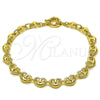 Tobillera Elegante 03.415.0026.10 Oro Laminado, Diseño de Corazón, Pulido, Tono Dorado (Grosor 09 MM, 10 Pulgadas de Largo)