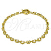 Tobillera Elegante 03.415.0027.10 Oro Laminado, Diseño de Corazón, Pulido, Tono Dorado (Grosor 06 MM, 10 Pulgadas de Largo)