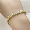 Pulsera Elegante 03.213.0444.08 Oro Laminado, Diseño de Besos y Abrazos, con Zirconia Cubica Blanca, Pulido, Tono Dorado (Grosor 08.2 MM, 8 Pulgadas de Largo)
