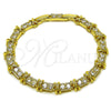 Pulsera Elegante 03.213.0444.08 Oro Laminado, Diseño de Besos y Abrazos, con Zirconia Cubica Blanca, Pulido, Tono Dorado (Grosor 08.2 MM, 8 Pulgadas de Largo)