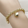 Pulsera Elegante 03.213.0445.07 Oro Laminado, Diseño de Corazón y Estrella, con Zirconia Cubica Blanca, Pulido, Tono Dorado (Grosor 06.1 MM, 7 Pulgadas de Largo)