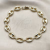Pulsera Básica 04.213.0345.10 Oro Laminado, Diseño de Puff Mariner, Pulido, Tono Dorado (Grosor 11.3 MM, 10 Pulgadas de Largo)