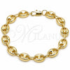 Pulsera Básica 04.213.0345.10 Oro Laminado, Diseño de Puff Mariner, Pulido, Tono Dorado (Grosor 11.3 MM, 10 Pulgadas de Largo)