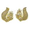 Arete Largo 02.283.0435 Oro Laminado, Diseño de Flor y Gota, con Zirconia Cubica Blanca, Pulido, Tono Dorado