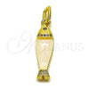 Dije Elegante 05.459.0047.2 Oro Laminado, Diseño de Pescado, con Zirconia Cubica Blanca, Resinado Blanco, Tono Dorado