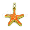 Dije Elegante 05.459.0049 Oro Laminado, Diseño de Estrella, Esmaltado Naranja, Tono Dorado
