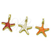 Dije Elegante 05.459.0049 Oro Laminado, Diseño de Estrella, Esmaltado Naranja, Tono Dorado