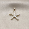 Dije Elegante 05.459.0049.1 Oro Laminado, Diseño de Estrella, Esmaltado Blanco, Tono Dorado