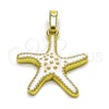 Dije Elegante 05.459.0049.1 Oro Laminado, Diseño de Estrella, Esmaltado Blanco, Tono Dorado