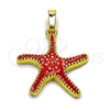 Dije Elegante 05.459.0049.2 Oro Laminado, Diseño de Estrella, Esmaltado Rojo, Tono Dorado