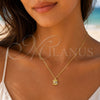 Dije Elegante 05.459.0054 Oro Laminado, Diseño de Concha y Gota, con Zirconia Cubica Blanca y Perla Marfil, Pulido, Tono Dorado