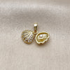 Dije Elegante 05.459.0059 Oro Laminado, Diseño de Corazón, con Perla Marfil y Micro Pave Blanca, Pulido, Tono Dorado