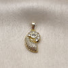 Dije Elegante 05.459.0060 Oro Laminado, Diseño de Caracol, con Zirconia Cubica Blanca y Micro Pave Blanca, Pulido, Tono Dorado