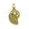 Dije Elegante 05.459.0060 Oro Laminado, Diseño de Caracol, con Zirconia Cubica Blanca y Micro Pave Blanca, Pulido, Tono Dorado
