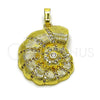 Dije Elegante 05.459.0063 Oro Laminado, Diseño de Caracol, con Zirconia Cubica Blanca y Micro Pave Blanca, Pulido, Tono Dorado