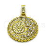 Dije Elegante 05.459.0065 Oro Laminado, Diseño de Caracol, con Zirconia Cubica Blanca, Pulido, Tono Dorado