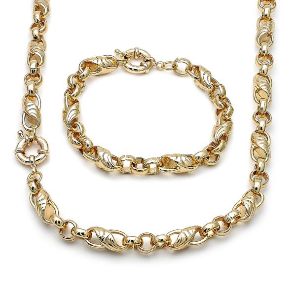 Collar y Pulso 06.429.0011 Oro Laminado, Diseño de Infinito, Pulido, Dorado