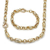 Collar y Pulso 06.429.0011 Oro Laminado, Diseño de Infinito, Pulido, Dorado