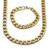 Collar y Pulso 06.257.0003 Acero Inoxidable, Diseño de Cubana, Pulido, Dorado