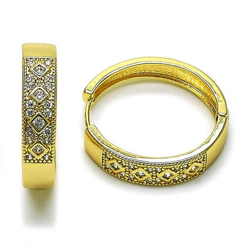 Argolla Huggie 02.210.0056.3.30 Oro Laminado, con Zirconia Cubica Blanca y Micro PaveBlanca, Pulido, Dorado