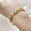 Pulsera Elegante 03.283.0491.07 Oro Laminado, Diseño de Puff Mariner y Figaro, Diseño de Puff Mariner, con Zirconia Cubica Blanca, Pulido, Dorado