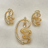 Juego de Arete y Dije de Adulto 10.91.0249 Oro Laminado, con Cristal Blanca, Pulido, Dorado