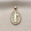 Dije Religioso 05.156.0207 Oro Laminado, Diseño de San Benito, con Zirconia Cubica Blanca, Pulido, Dorado