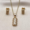 Juego de Arete y Dije de Adulto 10.342.0227 Oro Laminado, con Zirconia Cubica Blanca, Pulido, Dorado
