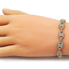 Pulsera Elegante 03.283.0497.07 Oro Laminado, Diseño de Puff Mariner, con Zirconia Cubica Blanca, Pulido, Dorado