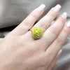 Anillo Elegante 01.63.0712.08 Acero Inoxidable, Diseño de Flor, Esmaltado Amarillo, Dos Tonos