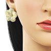 Arete Dormilona 02.282.0068 Oro Laminado, Diseño de Flor, Pulido, Dorado