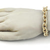 Pulsera Elegante 03.331.0221.09 Oro Laminado, Diseño de Chunky, Diamantado, Dorado