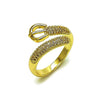 Anillo Multi Piedra 01.266.0070 Oro Laminado, Diseño de Hebillas de Cinturon, con Micro Pave Blanca, Pulido, Dorado