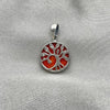 Dije Elegante 05.410.0009.3 Plata Rodinada, Diseño de Arbol, con Opal Rojo Naranja, Pulido, Plateado