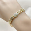 Pulsera Solida 03.213.0375.07 Oro Laminado, Diseño de Llave Griega, con Zirconia Cubica Blanca, Pulido, Dorado