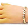 Pulsera Solida 03.413.0001.07 Oro Laminado, Diseño de Corazon, Diamantado, Dorado