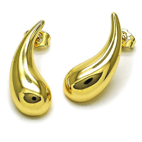 Arete Dormilona 02.195.0352 Oro Laminado, Diseño de Gota, Pulido, Dorado