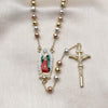 Rosario Mediano 09.411.0009.1.24 Oro Laminado, Diseño de Guadalupe y Crucifijo, Diseño de Guadalupe, Diamantado, Tricolor