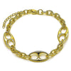 Pulsera Elegante 03.213.0385.07 Oro Laminado, Diseño de Mariner y Rolo, Diseño de Mariner, Pulido, Dorado