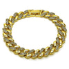 Pulsera Elegante 03.283.0494.07 Oro Laminado, Diseño de Miami Cubana, con Zirconia Cubica Blanca, Pulido, Dorado
