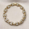 Pulsera Elegante 03.283.0497.07 Oro Laminado, Diseño de Puff Mariner, con Zirconia Cubica Blanca, Pulido, Dorado