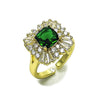 Anillo Multi Piedra 01.196.0042 Oro Laminado, Diseño de Cluster y Baguette, Diseño de Cluster, con Zirconia Cubica Verde y Blanca, Pulido, Dorado
