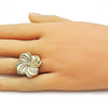Anillo Elegante 01.282.0004 Oro Laminado, Diseño de Flor, Pulido, Dorado