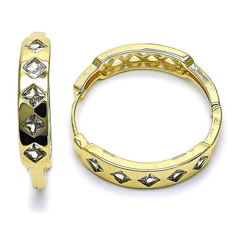 Argolla Huggie 02.204.0045.35 Oro Laminado, con Zirconia Cubica Blanca, Pulido, Dorado