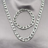 Collar y Pulso 06.116.0043 Acero Inoxidable, Diseño de Figaro, Diamantado, Acero