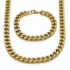 Collar y Pulso 06.435.0002 Acero Inoxidable, Diseño de Miami Cubana, Pulido, Dorado