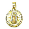 Dije Religioso 05.120.0101 Oro Laminado, Diseño de Guadalupe, Diamantado, Tricolor