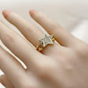 Anillo Multi Piedra 01.310.0039 Oro Laminado, Diseño de Estrella, con Micro Pave Blanca, Pulido, Dorado
