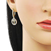 Arete Colgante 02.253.0090 Oro Laminado, Diseño de Cruz, con Zirconia Cubica Blanca, Pulido, Dorado