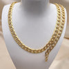 Collar y Pulso 06.116.0027.1 Acero Inoxidable, Diseño de Cubana Pave, Diamantado, Dorado